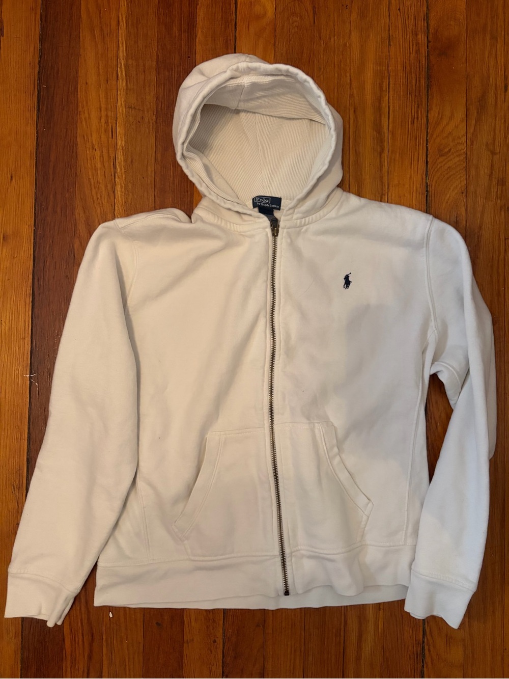 Polo by Ralph Lauren White Zip Hoodie with Navy Pony